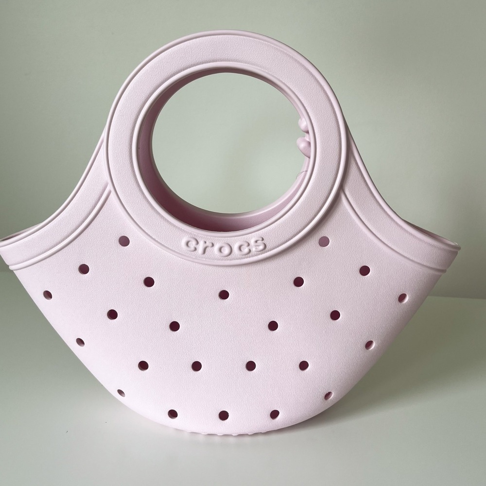 NEW Crocs Medium EVA Tote Bag Round Handle Light Pink - Picture 5 of 8